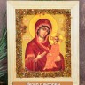 Икона янтарная "Тихвинская Божья Матерь" 14,5*17,5 см